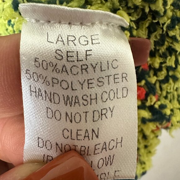 Davi & Dani sweater sz L patchwork bright colors v neck large squares orange - Picture 4 of 5